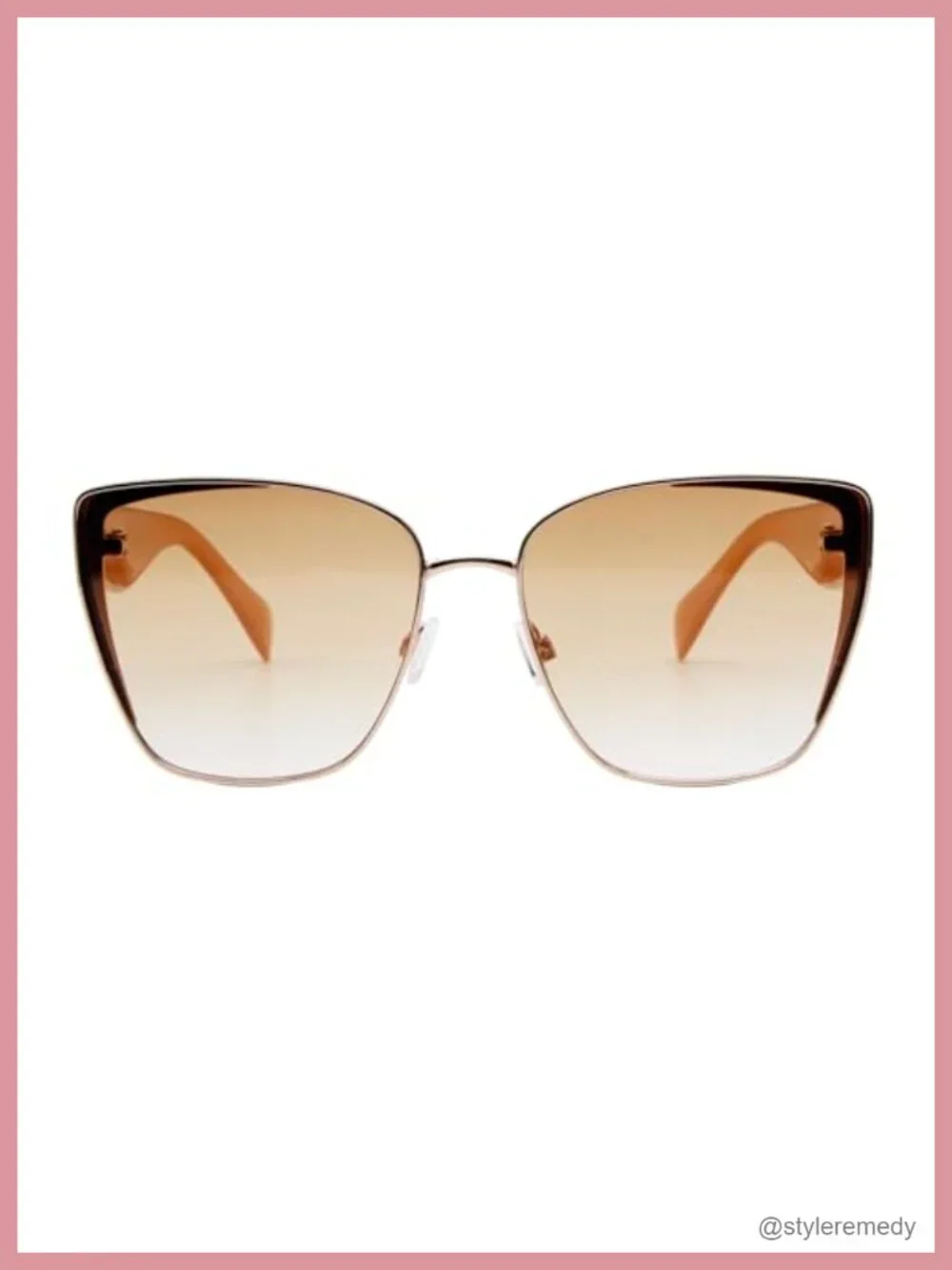 Oversized Cat-Eye Sunglasses Metal Square Frame UV400